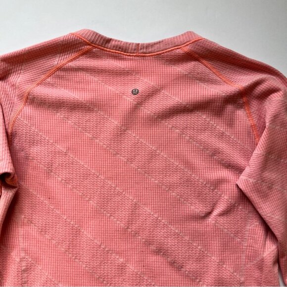Lululemon Swiftly Tech Long Sleeve Crew Heathered Grapefruit Diagonal Stripe 10 - Picture 14 of 16